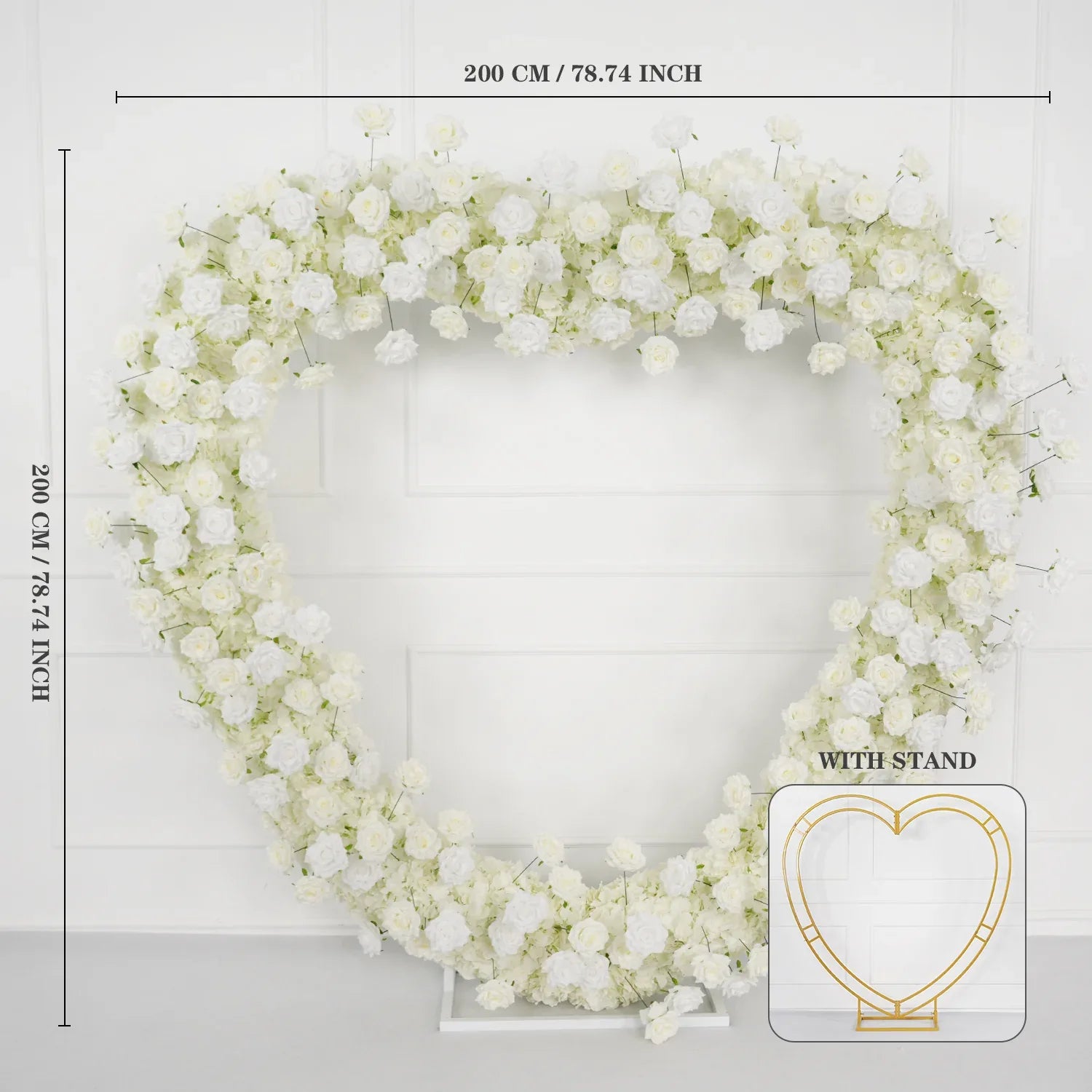 Uflower Artificial White Rose Heart Arch Wedding Decor SET80015 - Uflower