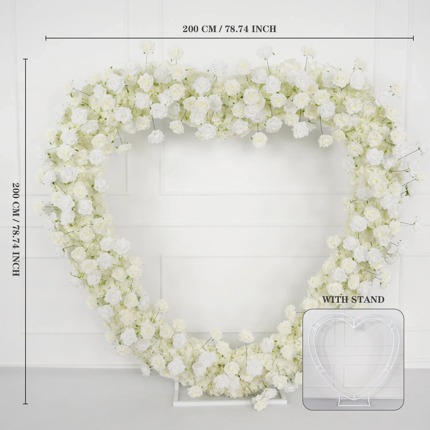 Uflower Artificial White Rose Heart Arch Wedding Decor SET80015 - Uflower