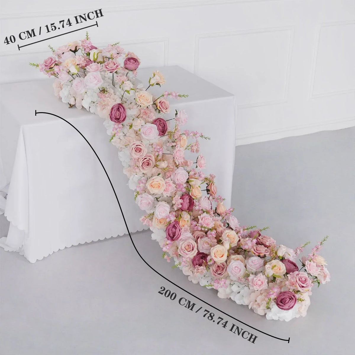 Uflower Artificial Pink White Flower Row Wedding KT Backdrop Decor SET80152 - Uflower
