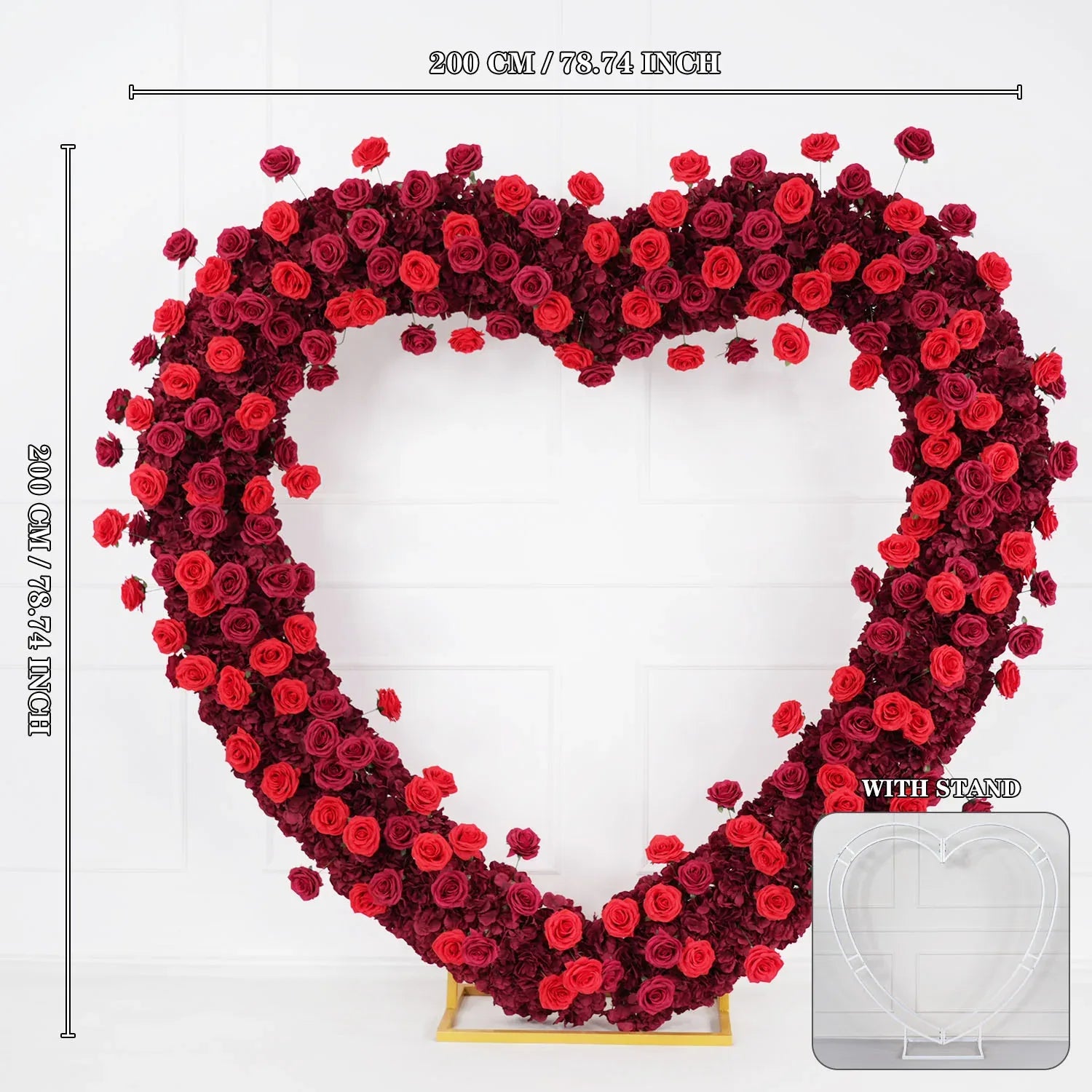 Uflower 2m*2m Red Rose Heart Arch Wedding Decor SET80032-01 - Uflower