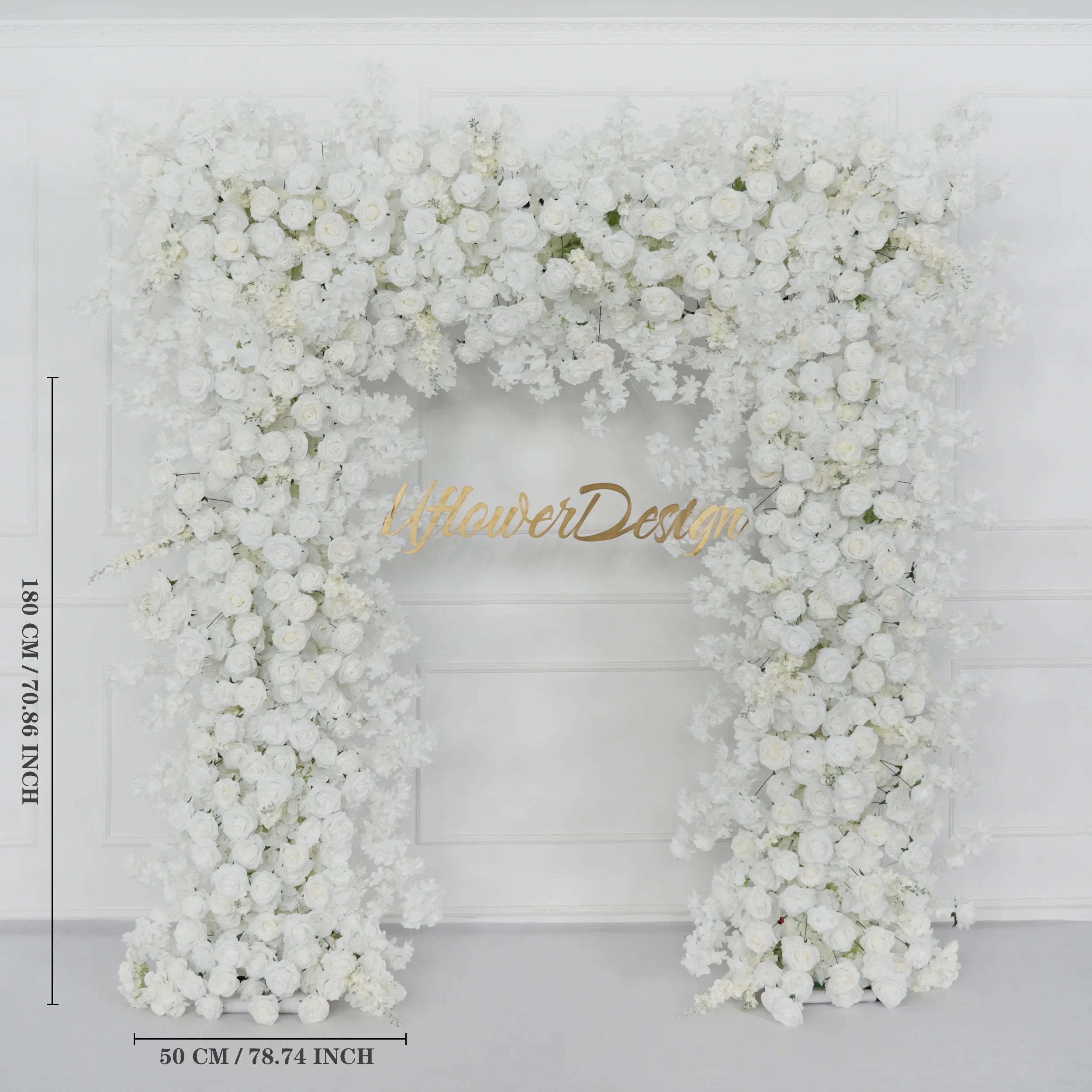 Uflower Artificial White Rose Flower Arrangement Wedding Backdrop Decor Props SET80052-01 - Uflower