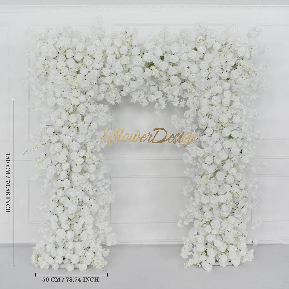 Uflower Artificial White Rose Flower Arrangement Wedding Backdrop Decor Props SET80052-01 - Uflower
