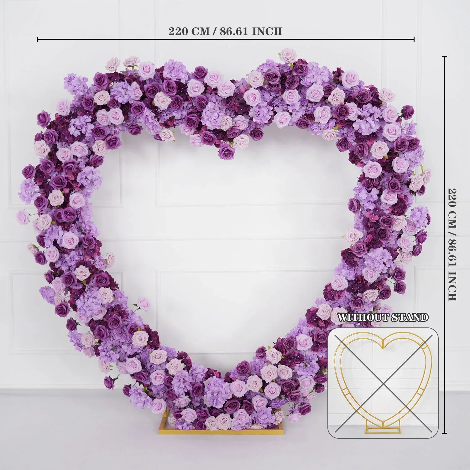 Artificial Purple Rose Heart Arch Wedding Decor SET80065 - Uflower