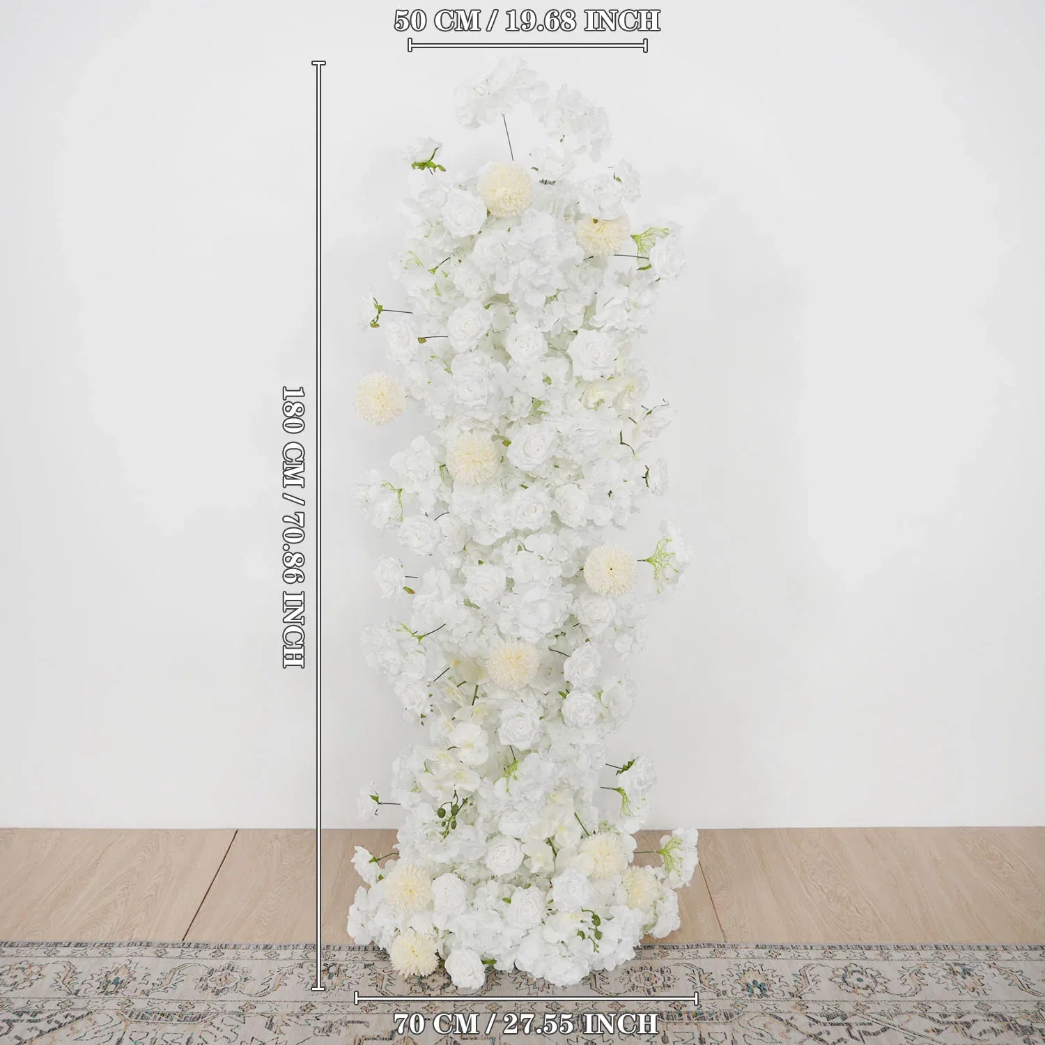 Artificial White Rose Wedding KT Backdrop Flower Row Decor SET80071 - Uflower
