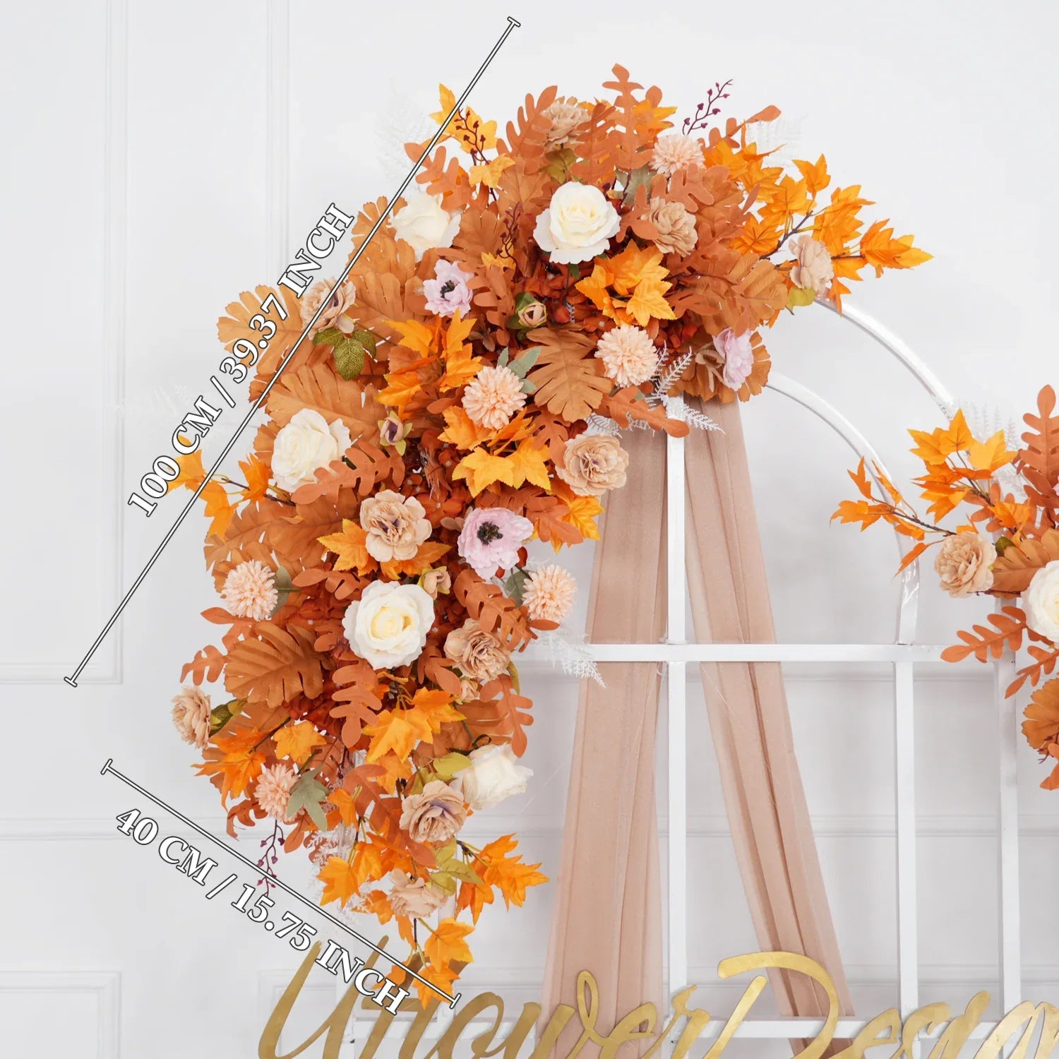 Artificial Orange Wedding KT Backdrop Flower Row Decor SET80073 - Uflower