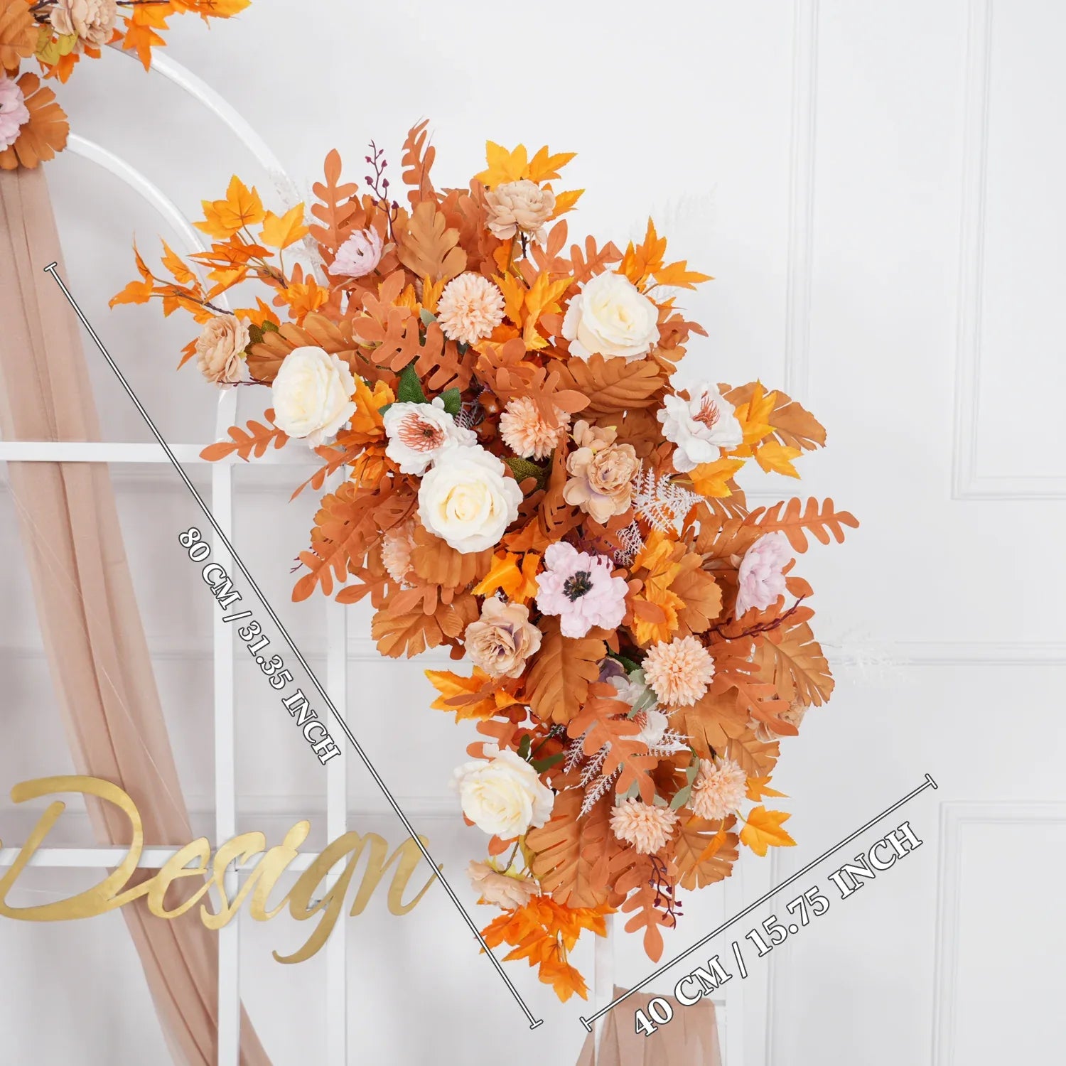Artificial Orange Wedding KT Backdrop Flower Row Decor SET80073 - Uflower