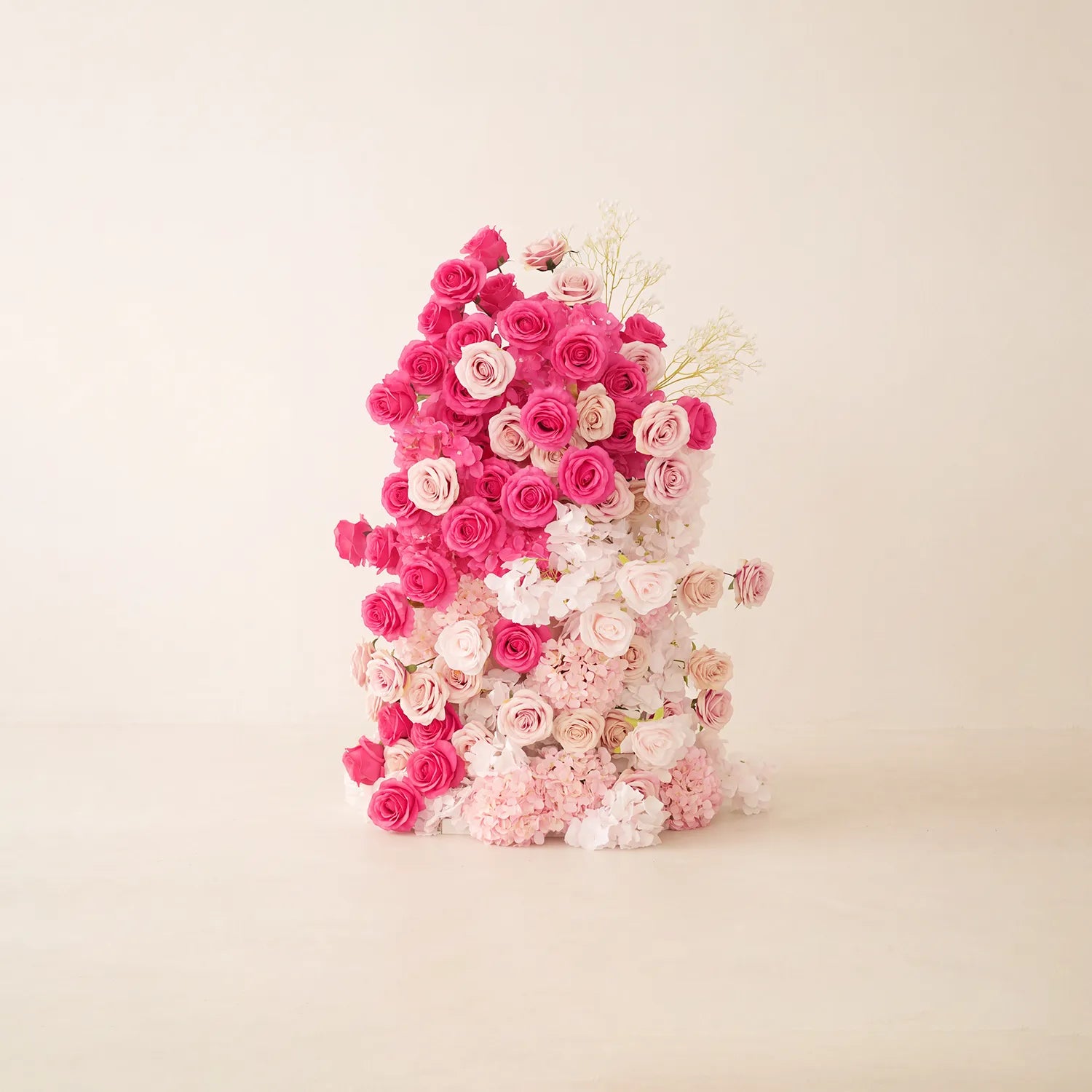 Pink & White Outdoor Wedding Decor | One-Stop Flower Wall, Flower Rows & Table Decor