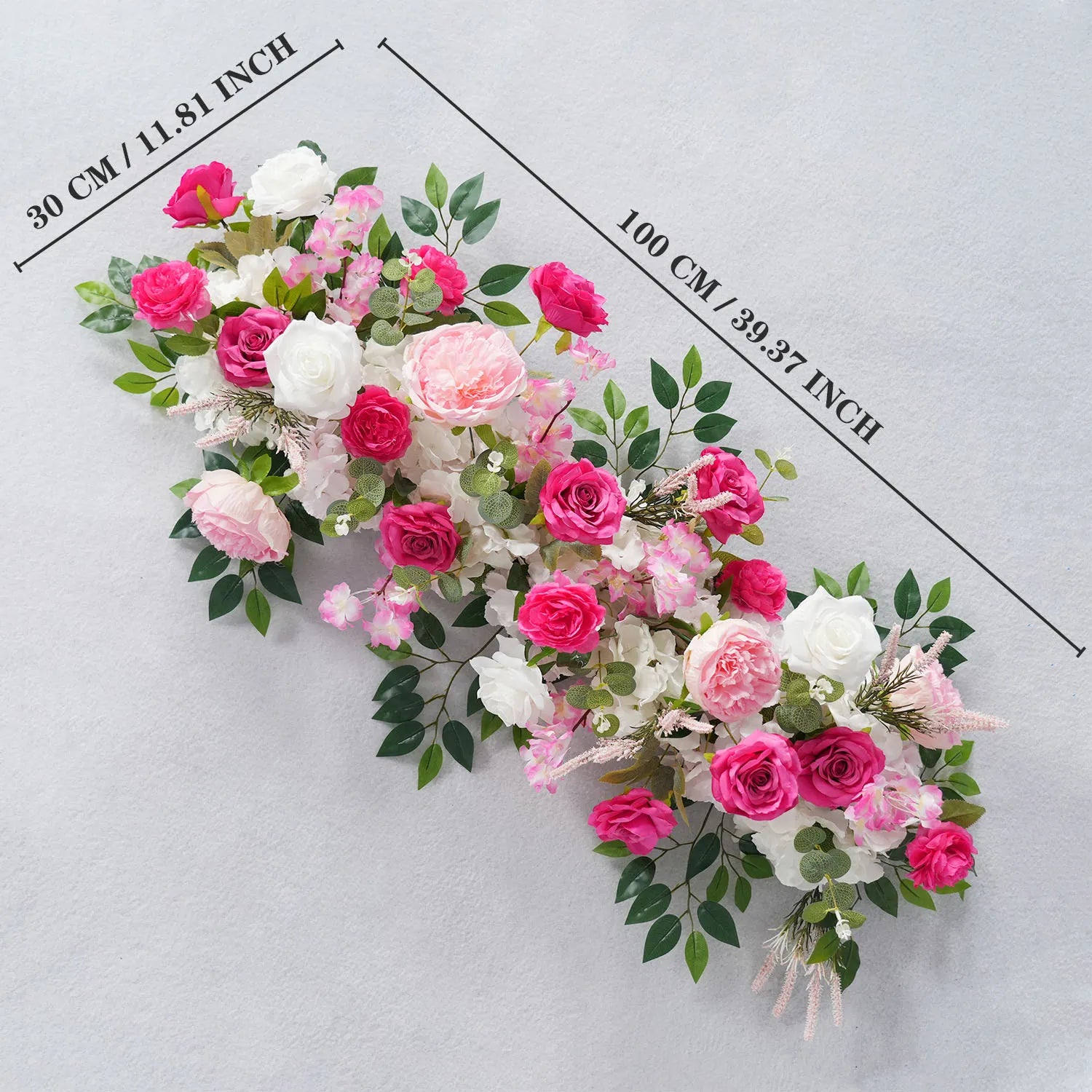 Uflower Pink Floral Arrangement Wedding Backdrop Party Flower Row Decor MC80083-01