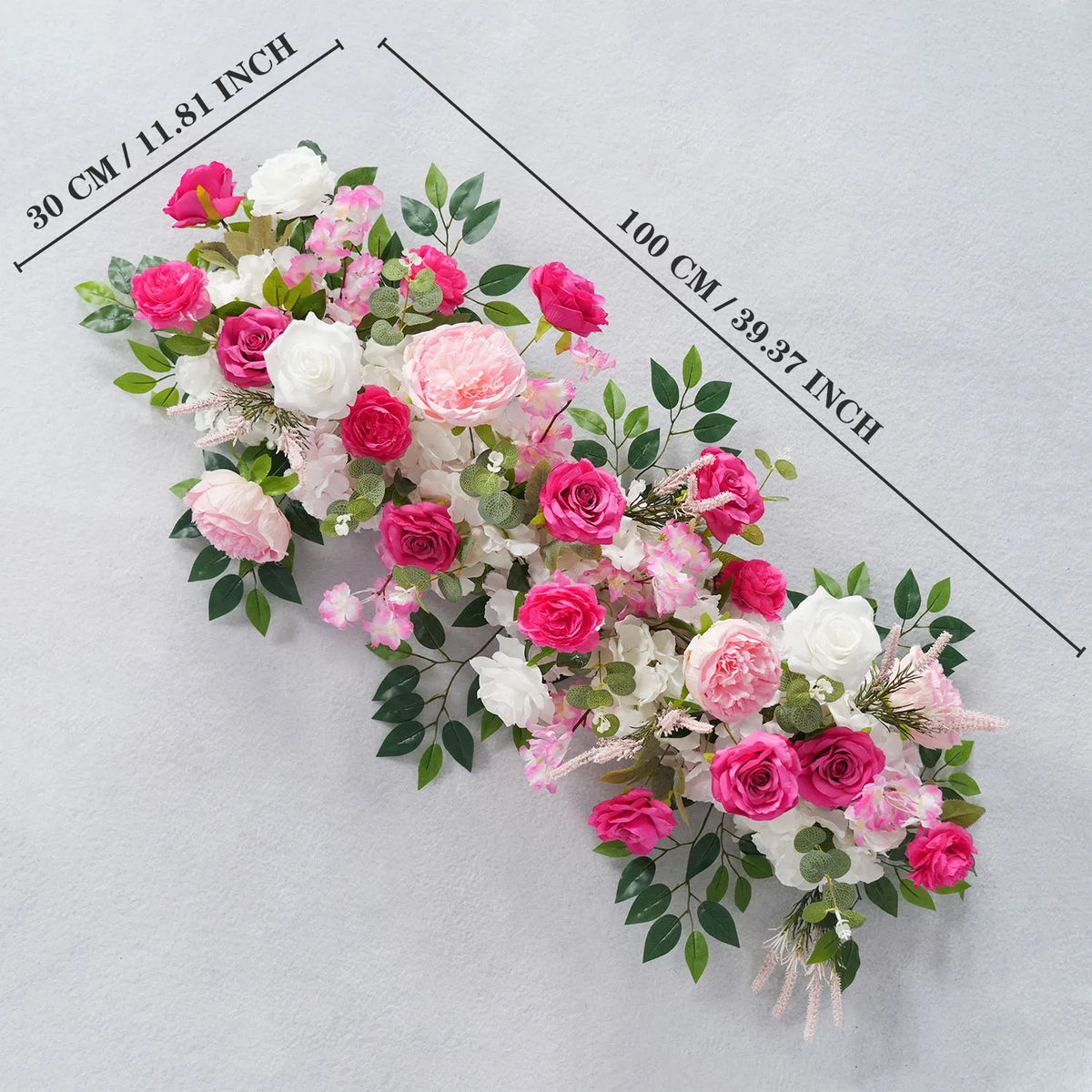 Uflower Décoration florale rose pour toile de fond de mariage, rangée de fleurs pour fête MC80083-01