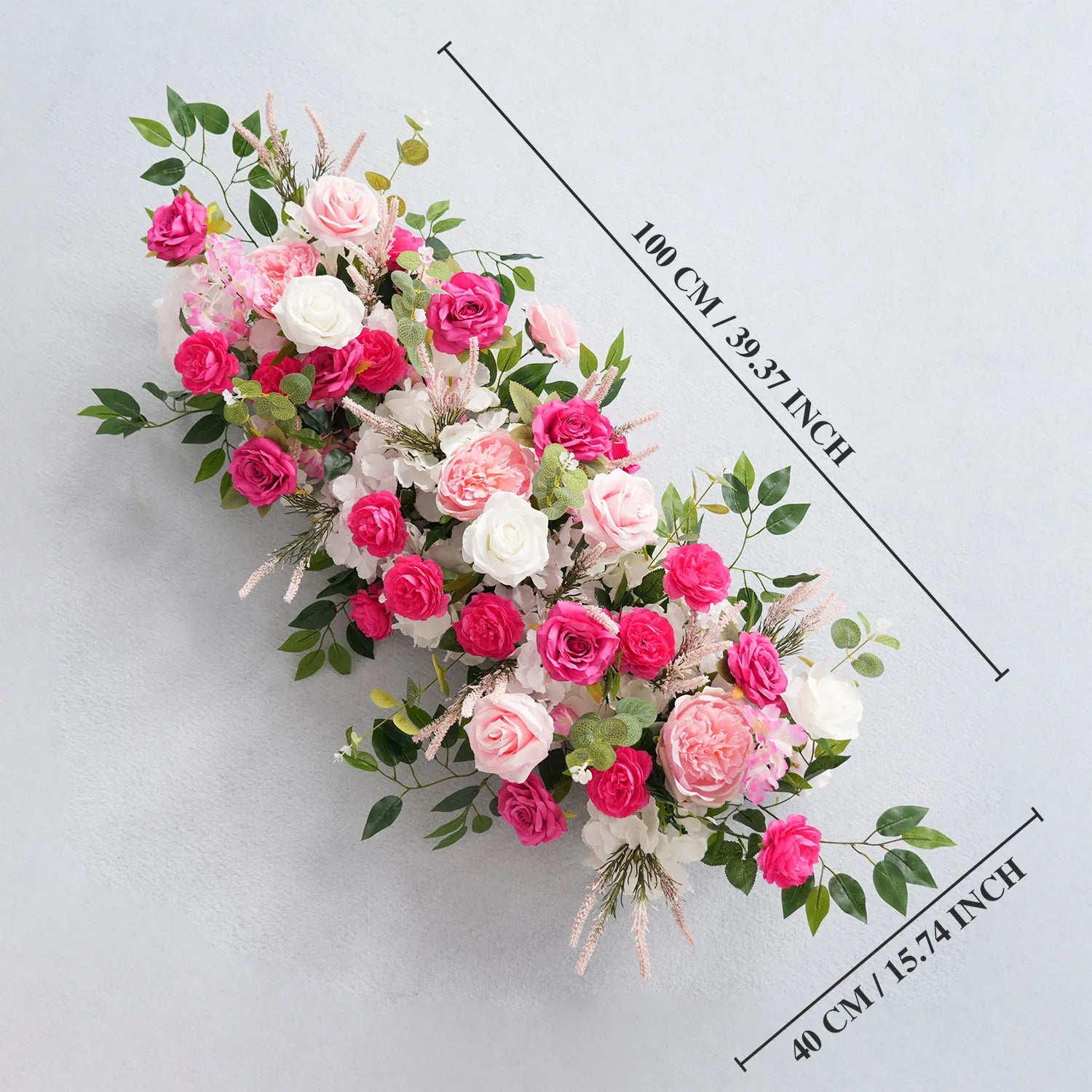 Uflower Pink Floral Arrangement Wedding Backdrop Party Flower Row Decor MC80083-01