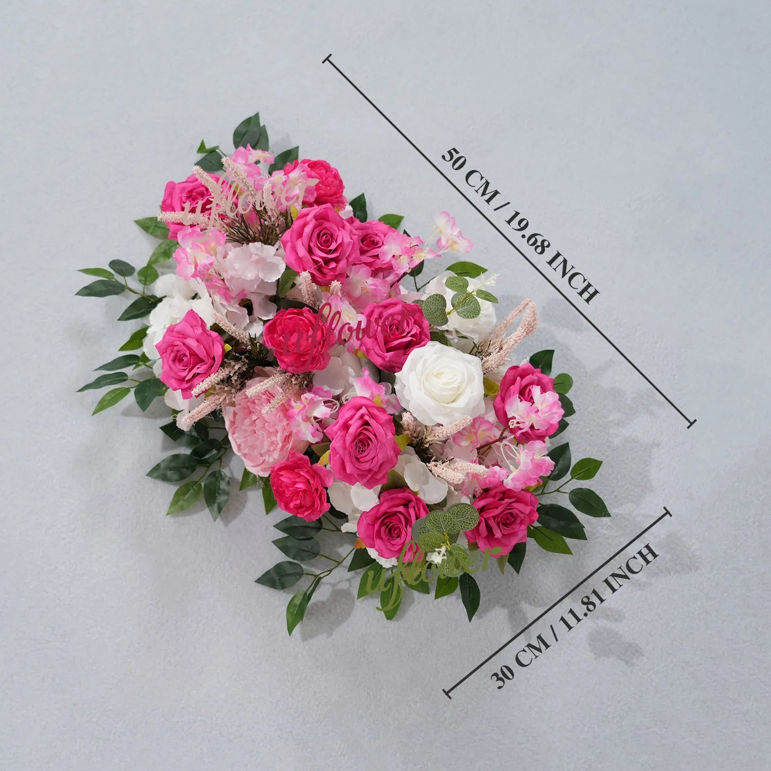 Uflower Pink Floral Arrangement Wedding Backdrop Party Flower Row Decor MC80083-01