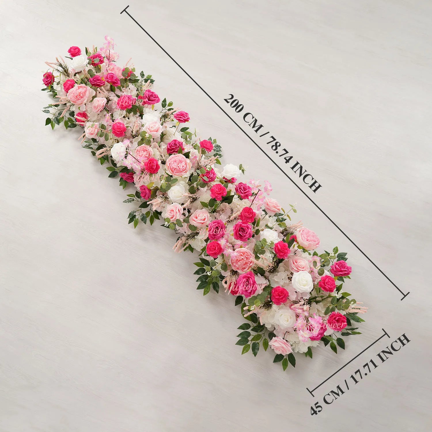 Uflower Pink Floral Arrangement Wedding Backdrop Party Flower Row Decor MC80083-01