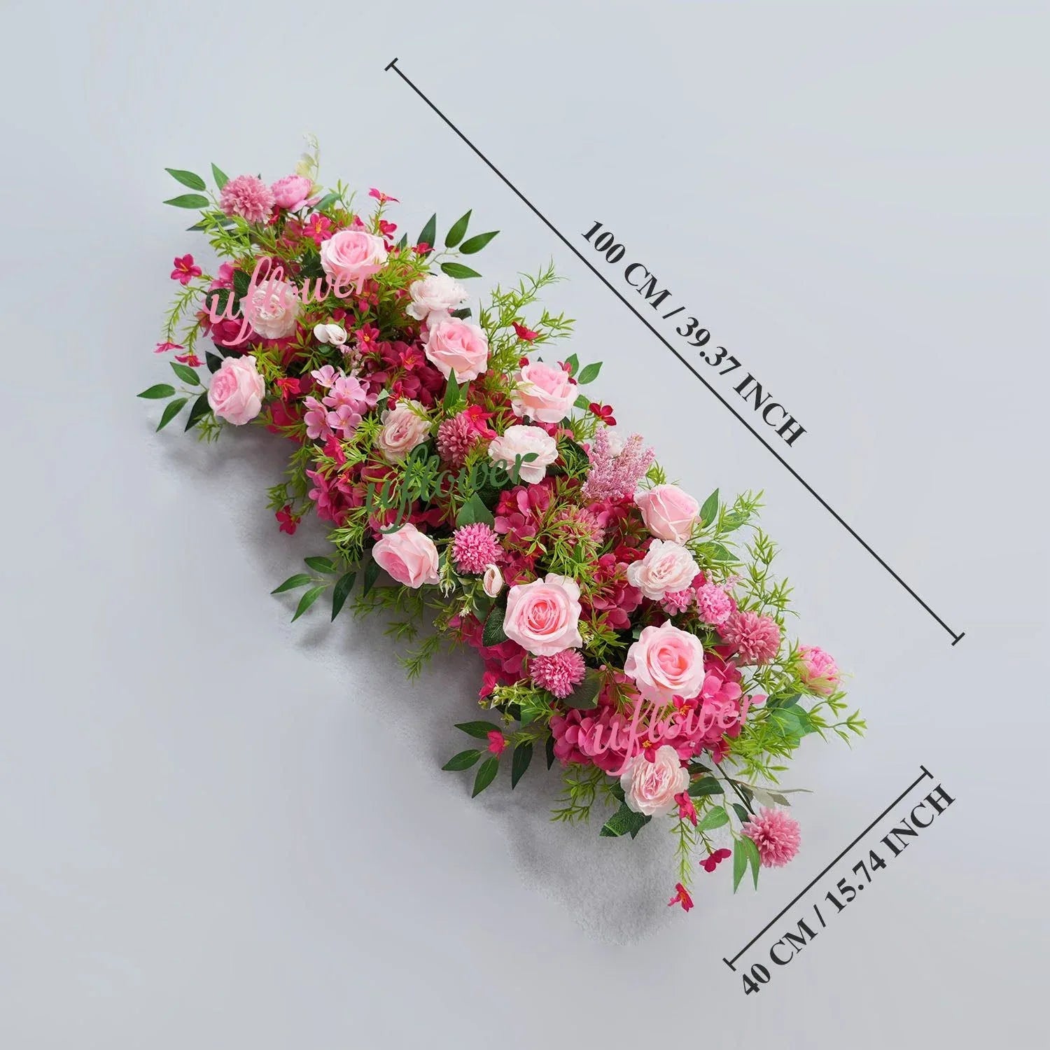 Uflower Rose Red Rose Greenery Flower Row Wedding KT Backdrop Decor SET80130 - Uflower