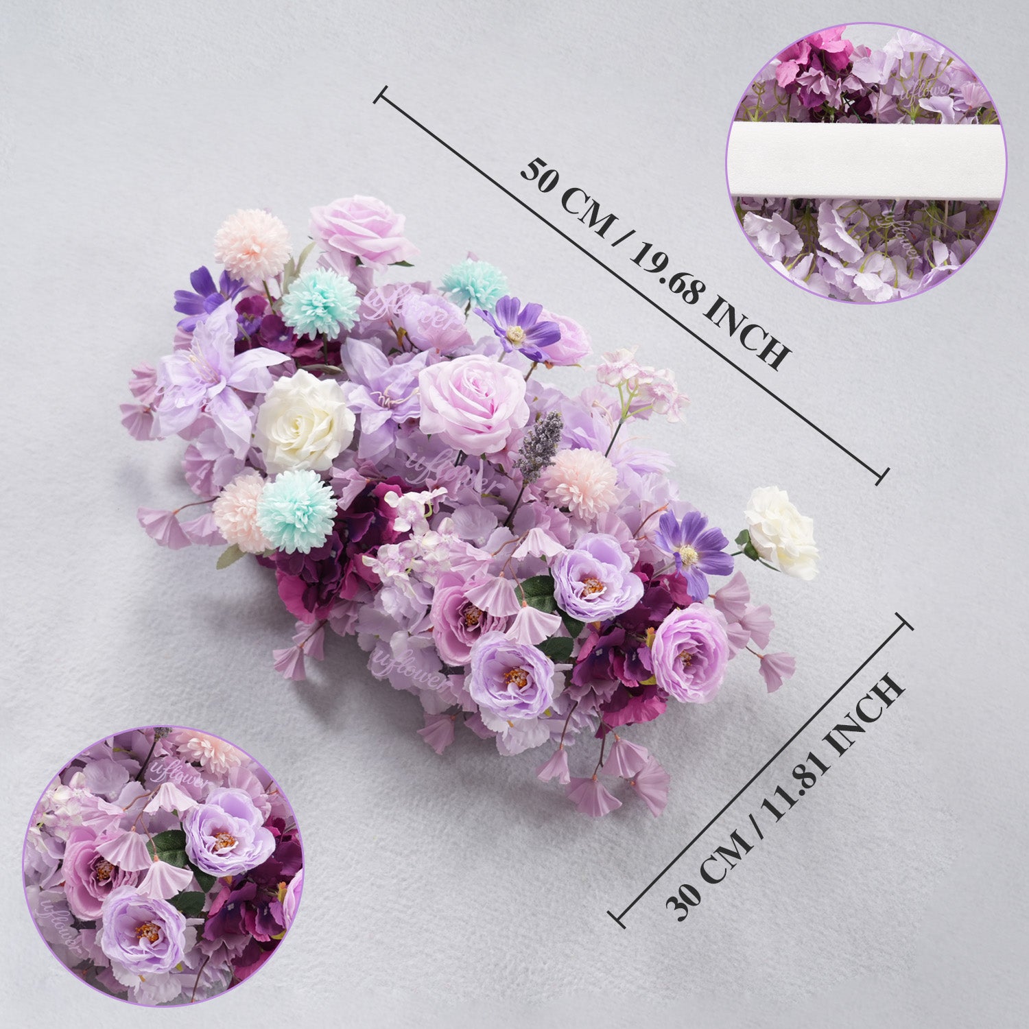 Uflower Purple Table Runner Arrangement Wedding Backdrop Wall Decor MC80100