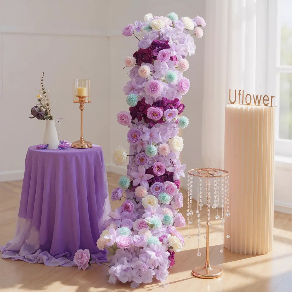 Uflower Purple Table Runner Arrangement Wedding Backdrop Wall Decor MC80100