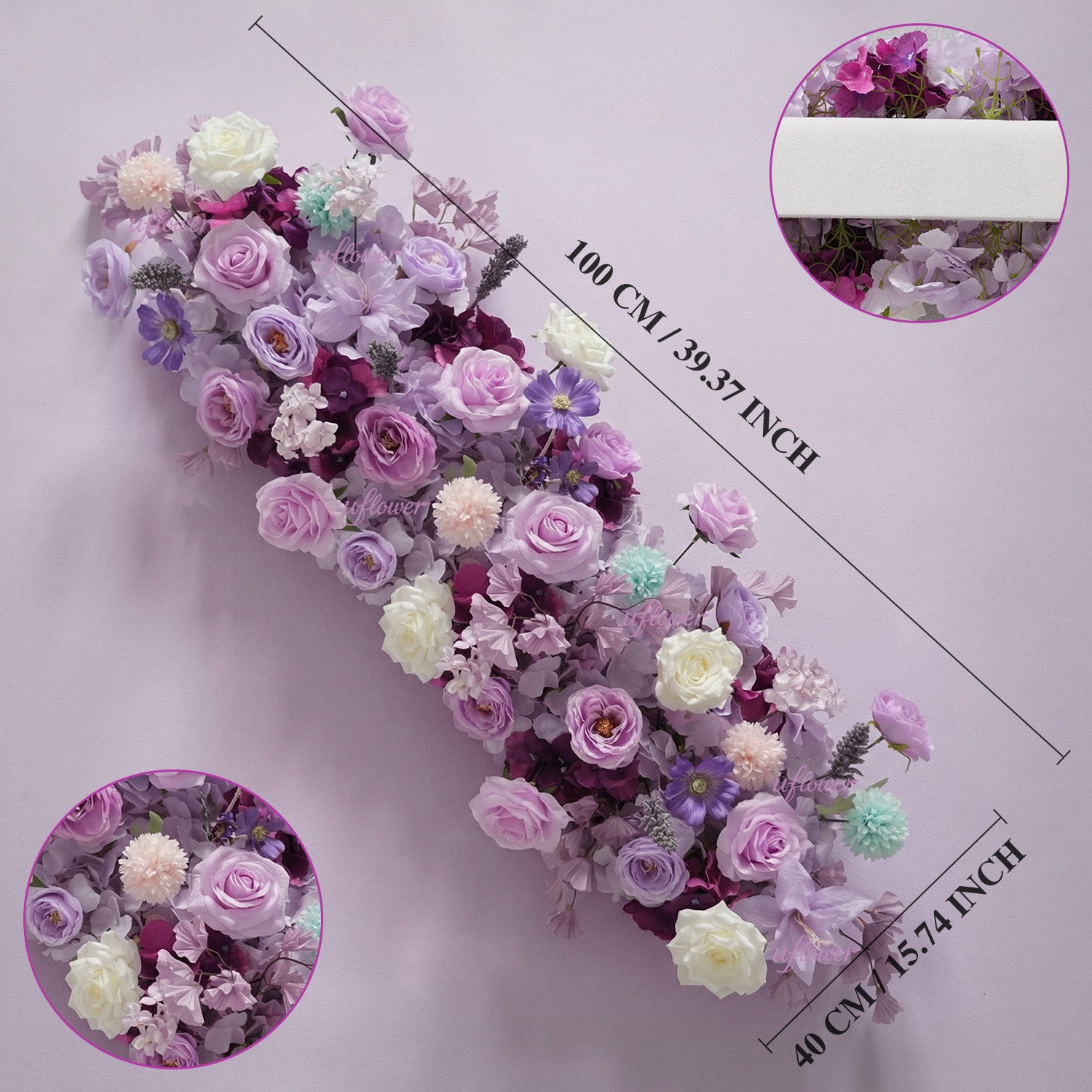 Uflower Purple Table Runner Arrangement Wedding Backdrop Wall Decor MC80100