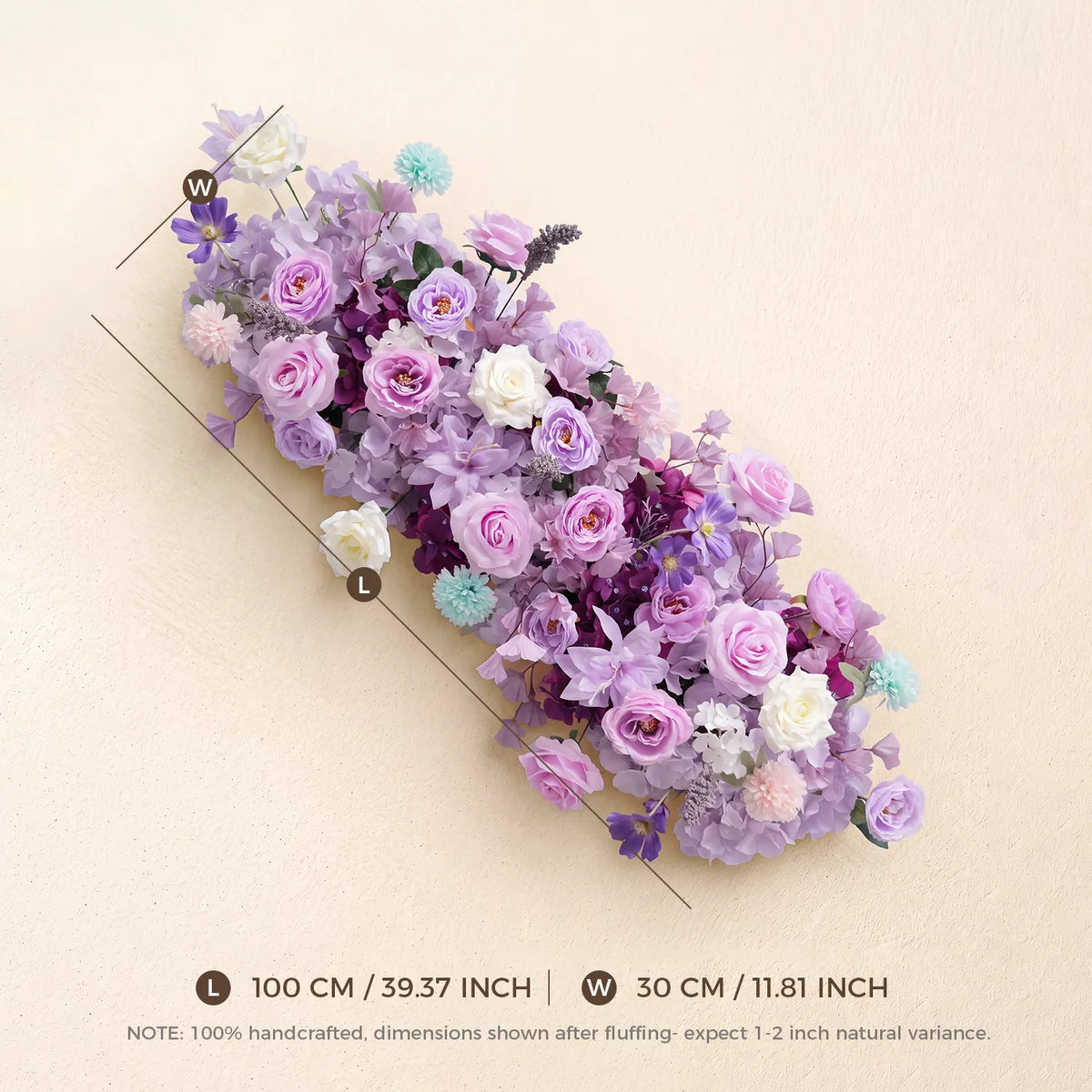 Uflower Purple Table Runner Arrangement Wedding Backdrop Wall Decor MC80100