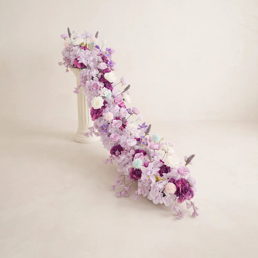 Uflower Taro Purple Wedding Decorations | One-Stop Wedding Styling with Arch, Bridal Bouquet, Chair Flowers & Floral Rows