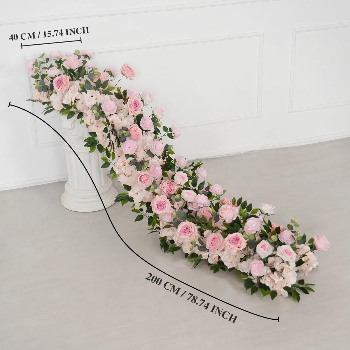 Uflower Pink Rose Greenery Table Runner Sofa Floral Wedding Backdrop Decor SET80207