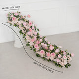 Uflower Pink Rose Greenery Table Runner Sofa Floral Wedding Backdrop Decor SET80207