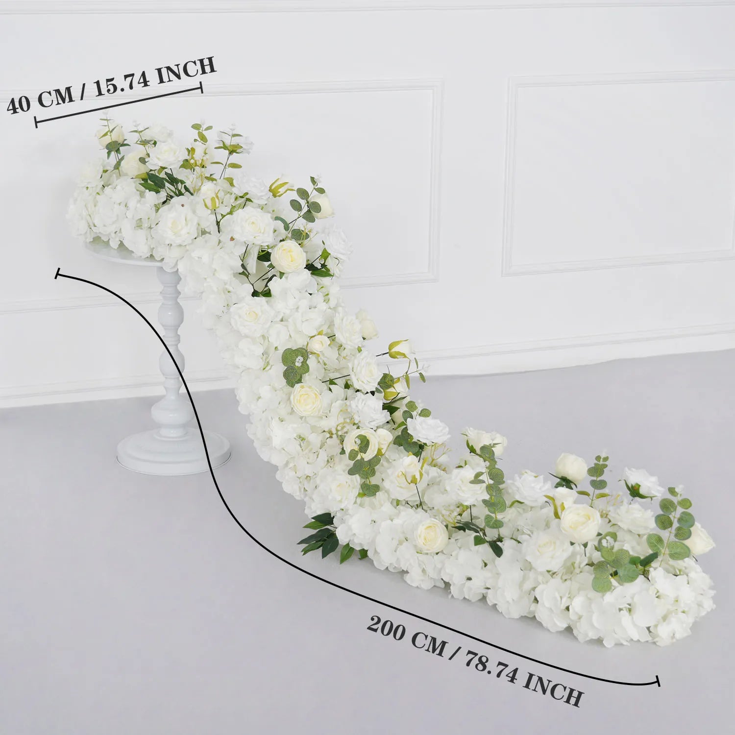 Uflower White Floral Arrangement Wedding Arch Backdrop Party Flower Row Decor MC80115-01