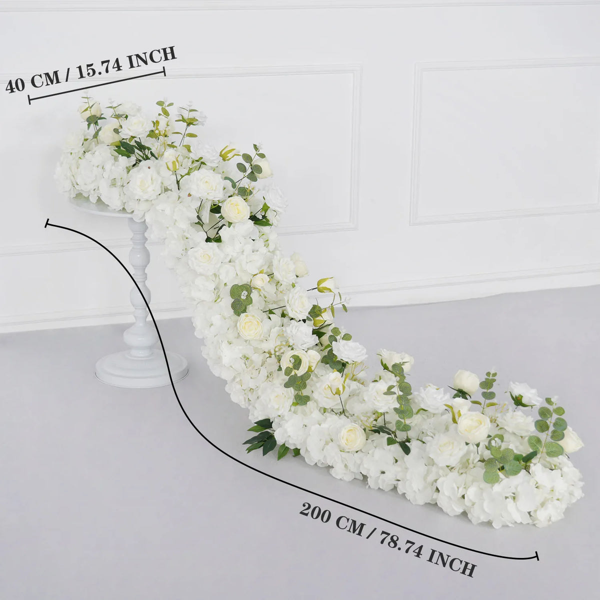 Uflower White Floral Arrangement Wedding Arch Backdrop Party Flower Row Decor MC80115-01