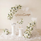 Uflower White Floral Arrangement Wedding Arch Backdrop Party Flower Row Decor MC80115-01