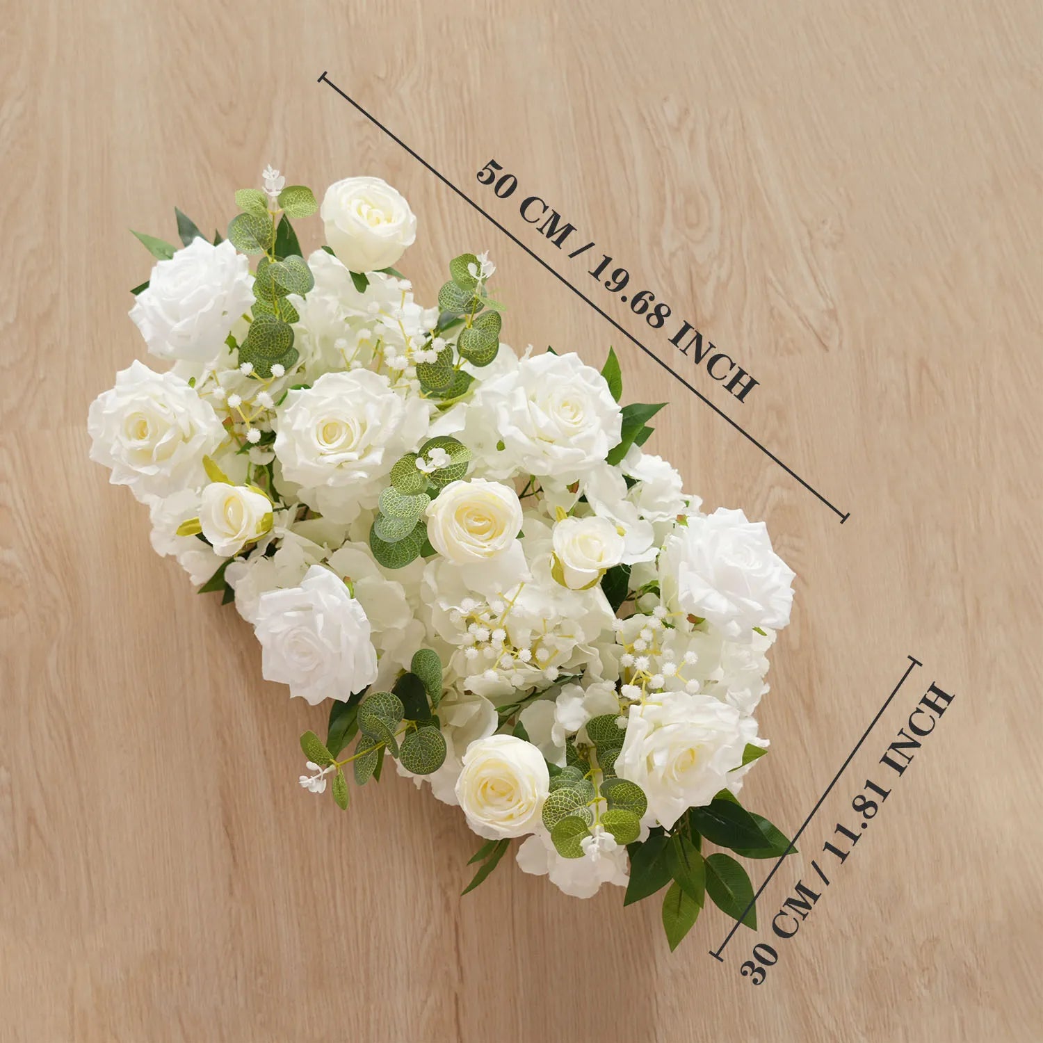 Uflower White Floral Arrangement Wedding Arch Backdrop Party Flower Row Decor MC80115-01