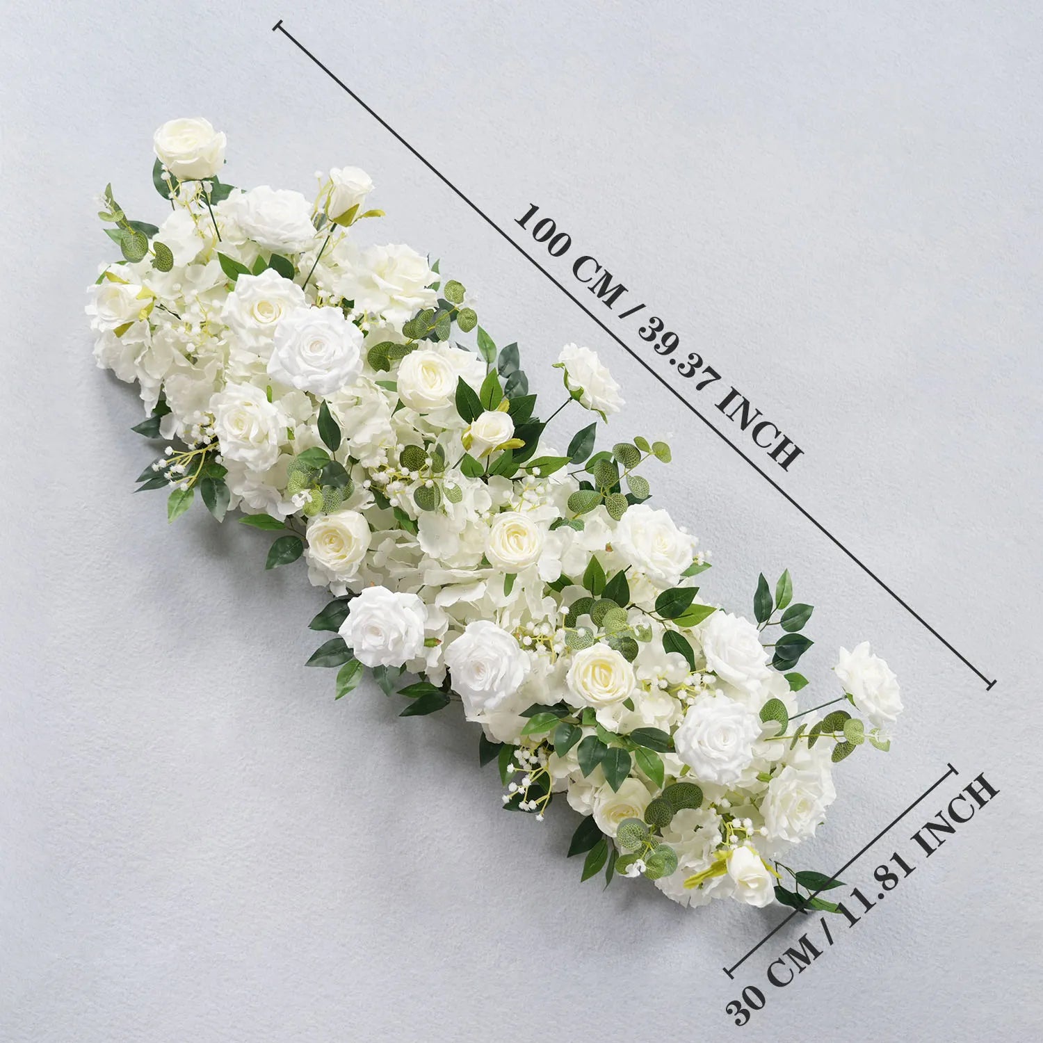 Uflower White Floral Arrangement Wedding Arch Backdrop Party Flower Row Decor MC80115-01