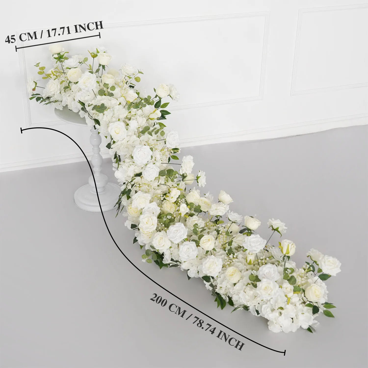 Uflower White Floral Arrangement Wedding Arch Backdrop Party Flower Row Decor MC80115-01