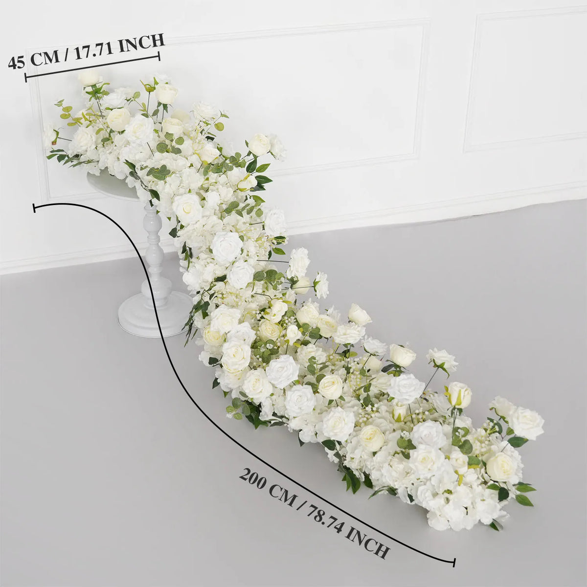 Uflower White Floral Arrangement Wedding Arch Backdrop Party Flower Row Decor MC80115-01