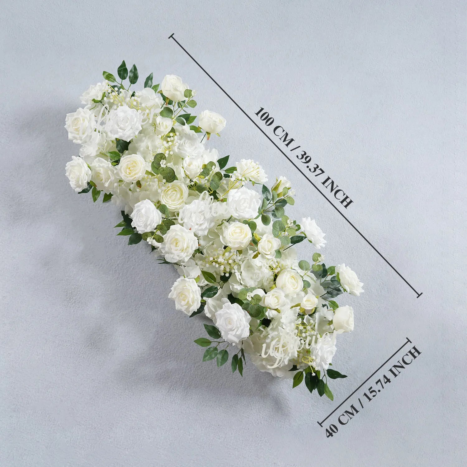 Uflower White Floral Arrangement Wedding Arch Backdrop Party Flower Row Decor MC80115-01