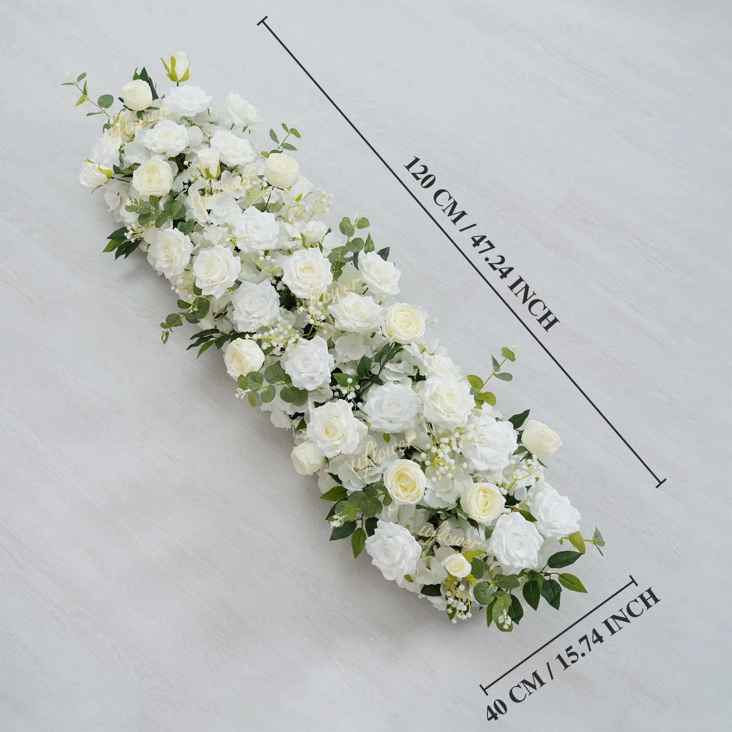 Uflower White Floral Arrangement Wedding Arch Backdrop Party Flower Row Decor MC80115-01