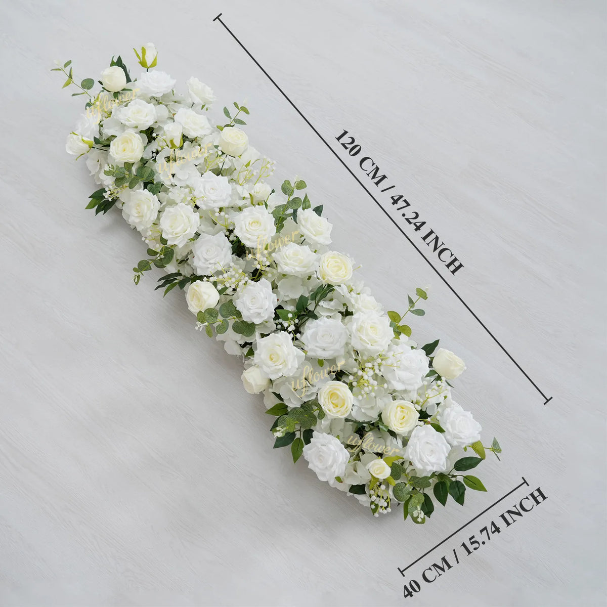 Uflower White Floral Arrangement Wedding Arch Backdrop Party Flower Row Decor MC80115-01