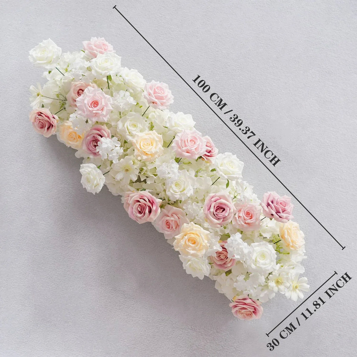 Uflower Champagne Pink Rose Table Runner Sofa Floral Wedding Backdrop Decor SET80132 - Uflower