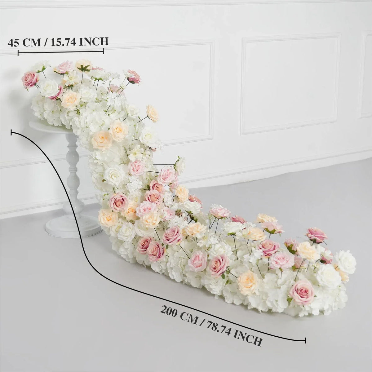 Uflower Champagne Pink Rose Table Runner Sofa Floral Wedding Backdrop Decor SET80132 - Uflower