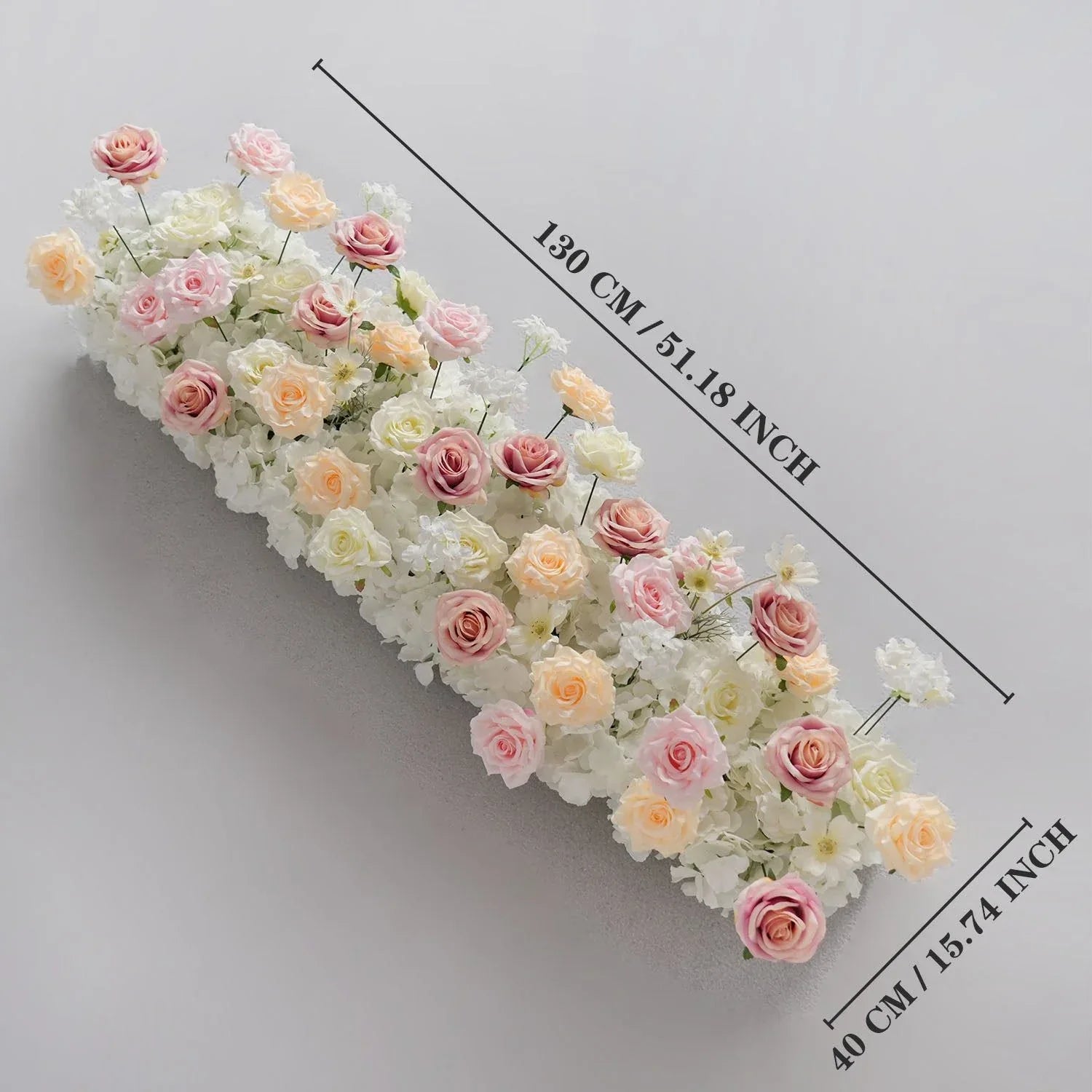 Uflower Champagne Pink Rose Table Runner Sofa Floral Wedding Backdrop Decor SET80132 - Uflower