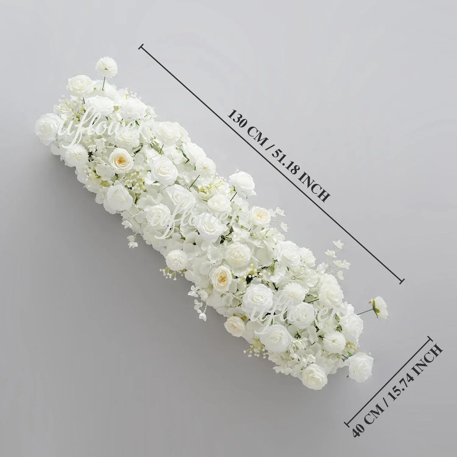 Uflower White Rose Table Runner Sofa Floral Wedding Backdrop Decor SET80136 - Uflower