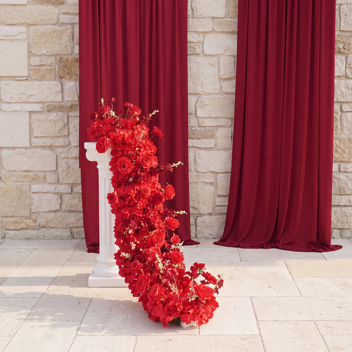 Uflower Artificial Red Rose Flower Row Sofa Table Runner Floor Flower Arrangement MC80126