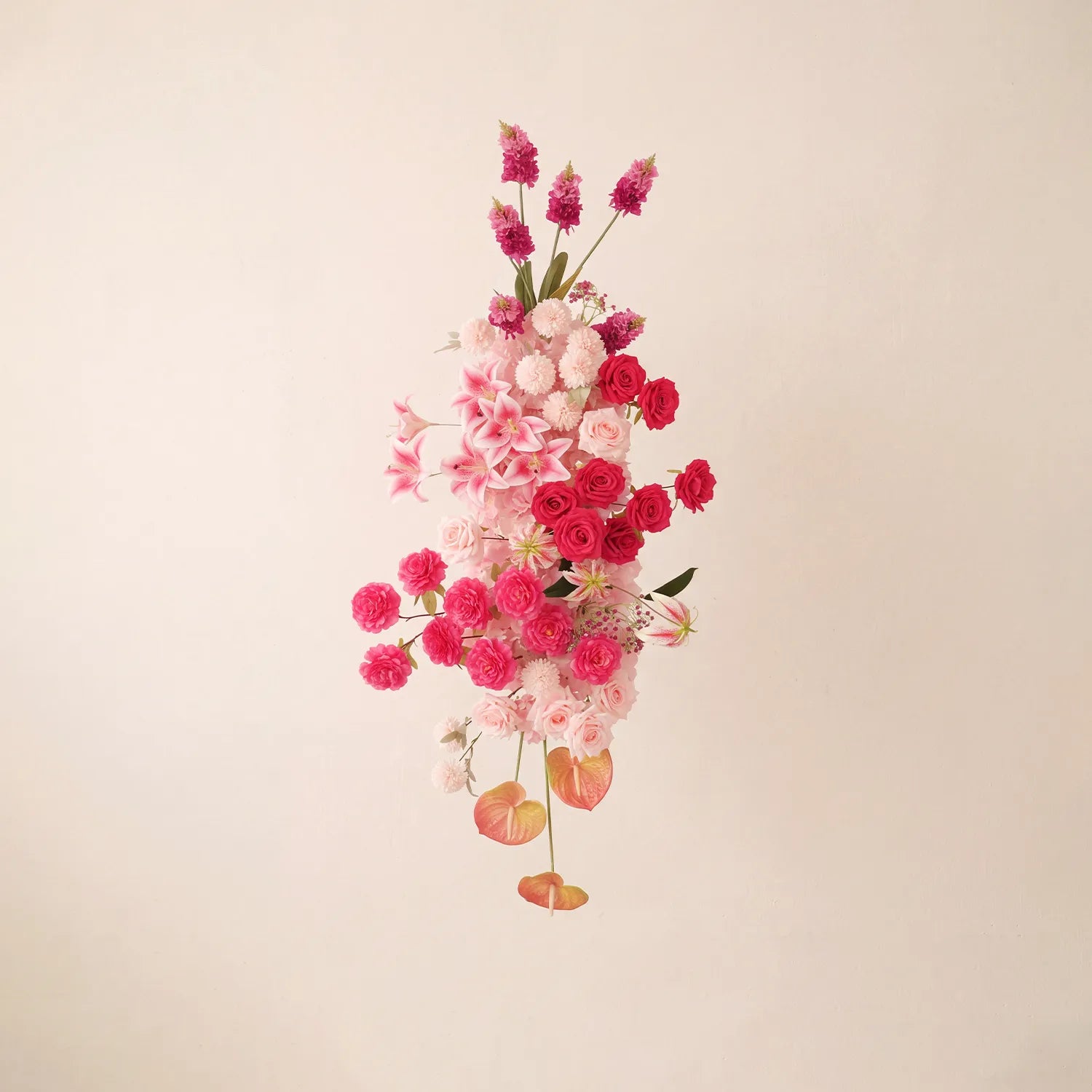 Pink & White Outdoor Wedding Decor | One-Stop Flower Wall, Flower Rows & Table Decor