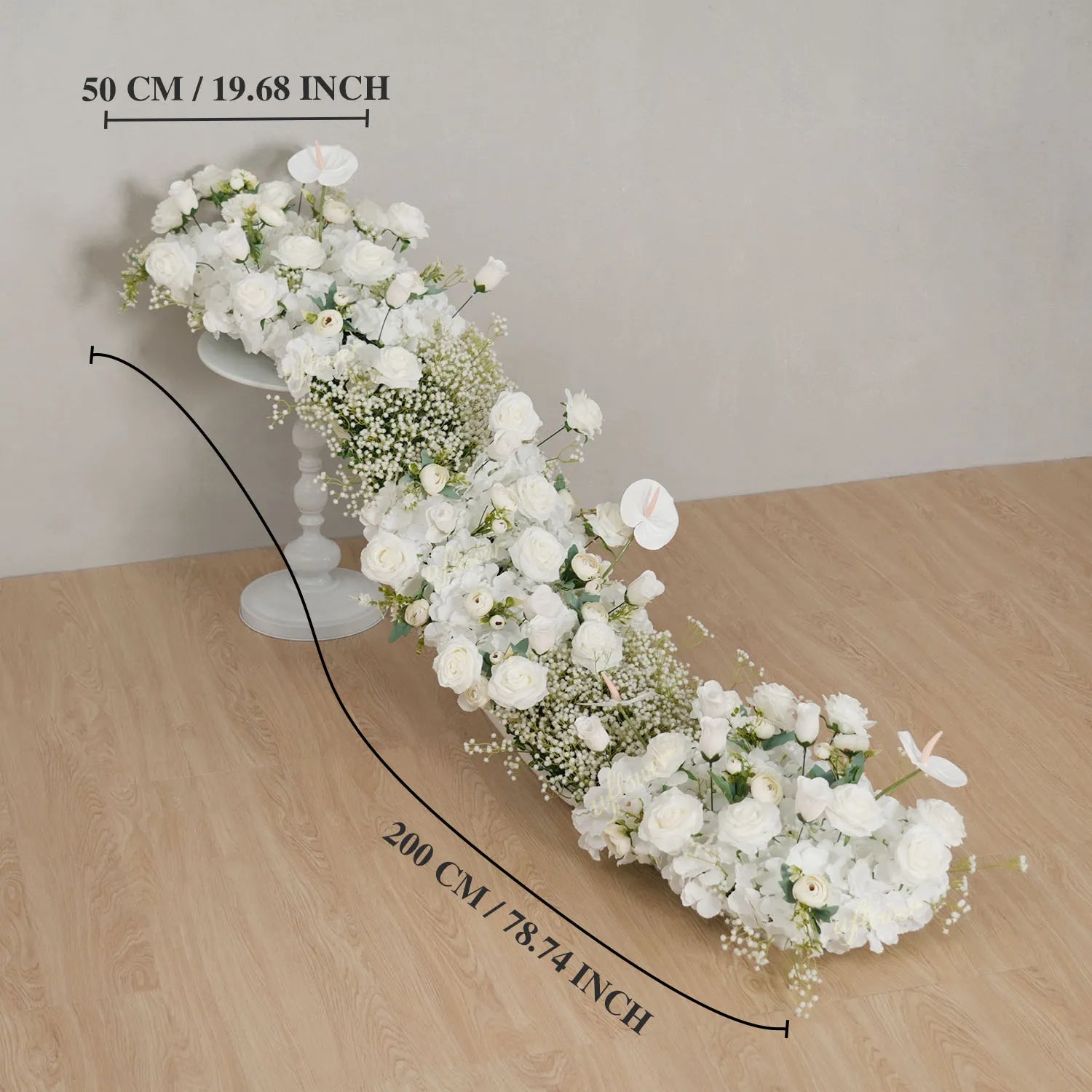 Uflower White Baby's Breath Flower Row Wedding KT Backdrop Decor SET80170