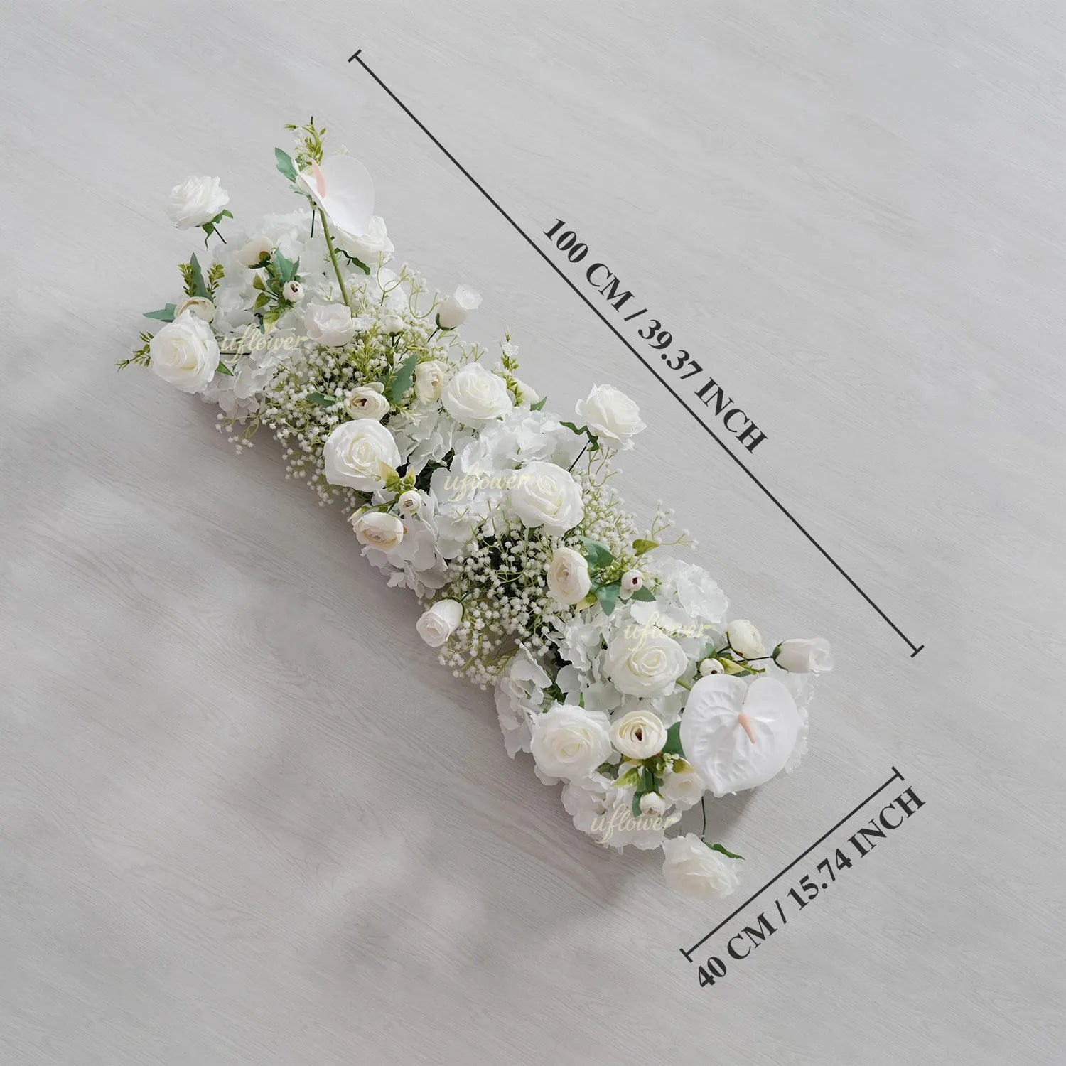 Uflower White Baby's Breath Flower Row Wedding KT Backdrop Decor SET80170