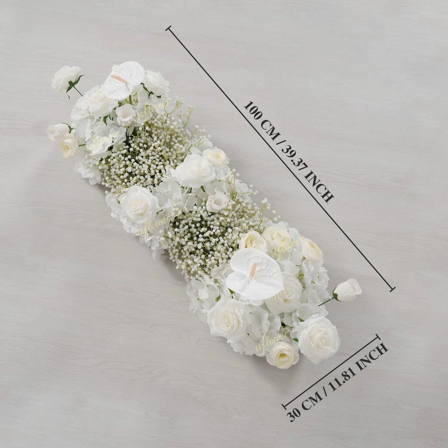 Uflower White Baby's Breath Flower Row Wedding KT Backdrop Decor SET80170