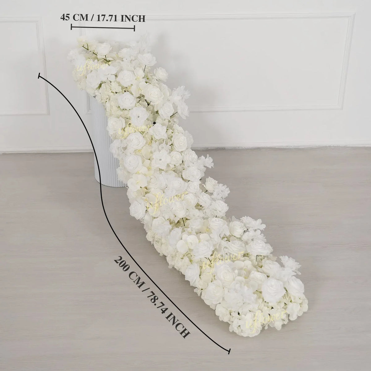 Uflower White Orchid Rose Table Runner Sofa Floral Wedding Backdrop De