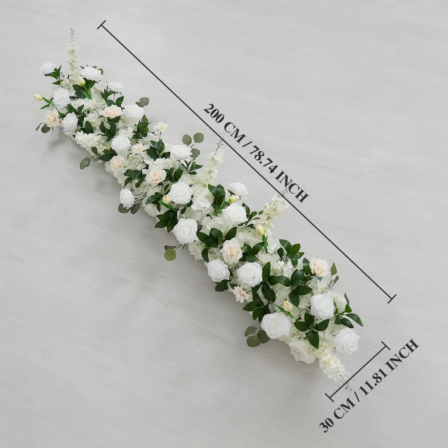 Uflower White Rose Greenery Sofa Table Runner Floor Flower Arrangement MC80222-04