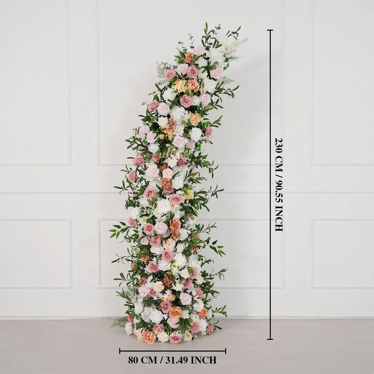 Uflower Blush Pink White Flower Horn Arch Wedding Party Birthday Backdrop Decor SET80191 - Uflower