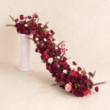 Uflower Luxury Burgundy Floral Row Wedding & Event Backdrop MC80308-01