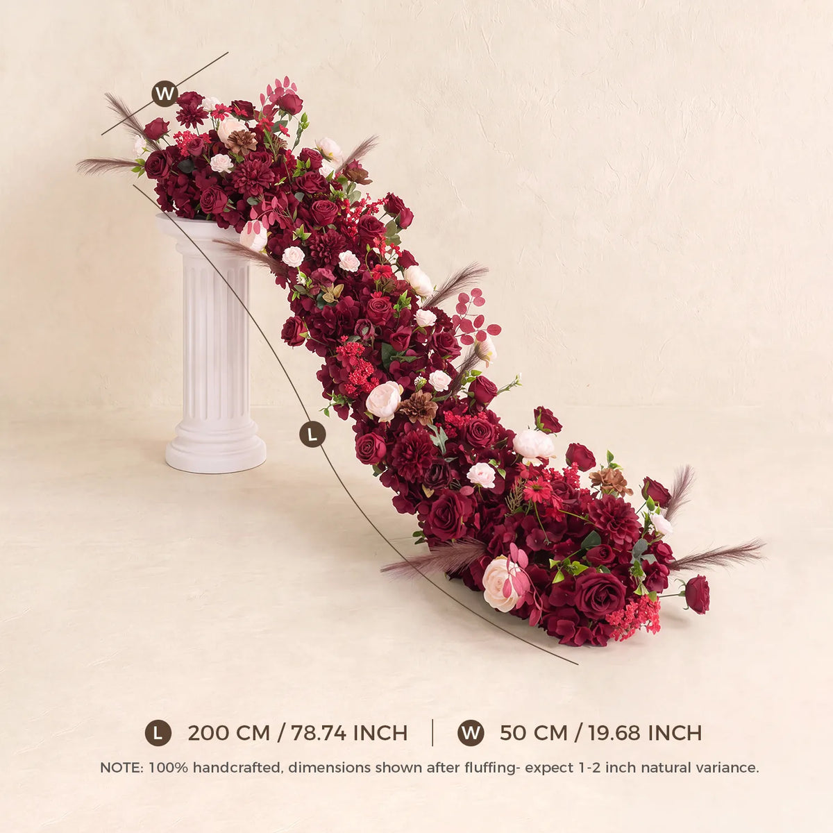 Uflower Luxury Burgundy Floral Row Wedding & Event Backdrop MC80308-01