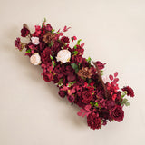 Uflower Luxury Burgundy Floral Row Wedding & Event Backdrop MC80308-01