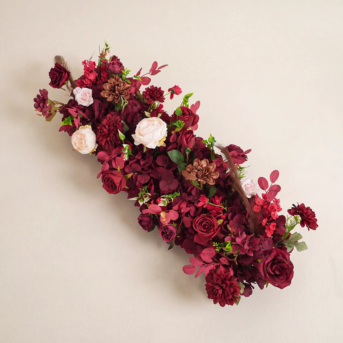 Uflower Luxury Burgundy Floral Row Wedding & Event Backdrop MC80308-01